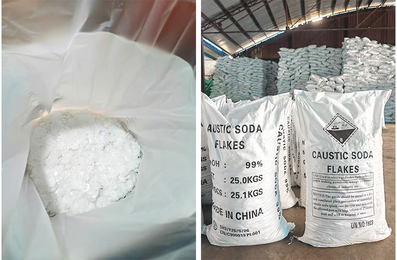 Soude caustique en flocons 99%, emballage d'exportation, produit de Fangyuan Chimie