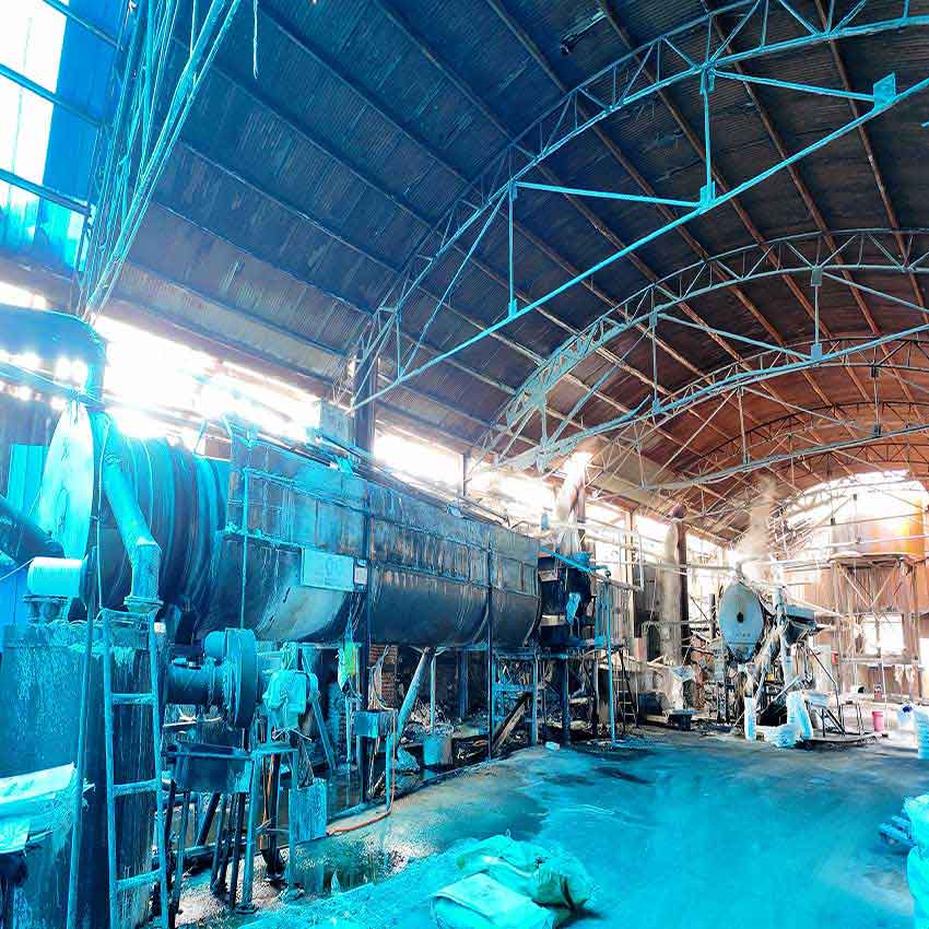 Industrial sodium hydroxide production facility interior for soap making raw material.
