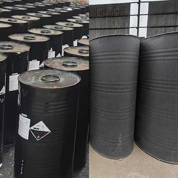Class 8 corrosive UN1823 solid sodium hydroxide packaged in heavy-duty industrial drums