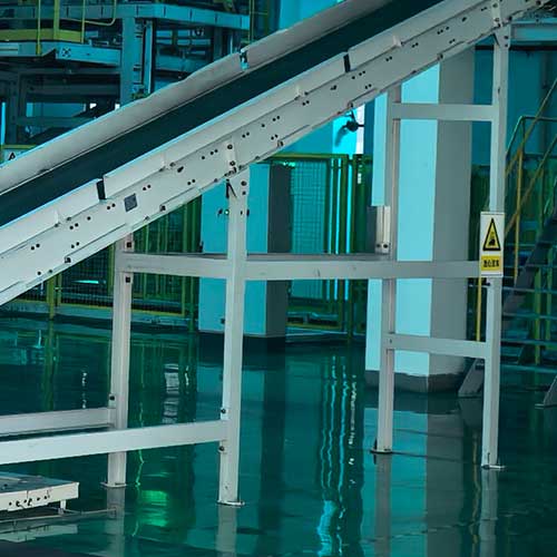 Overview of a chemical processing plant floor designed for efficient liquid red devil lye production and storage