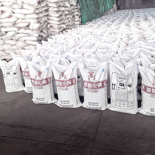High-purity caustic sodium in heavy-duty 25kg bags, prepared by an industrial chemical manufacturer.