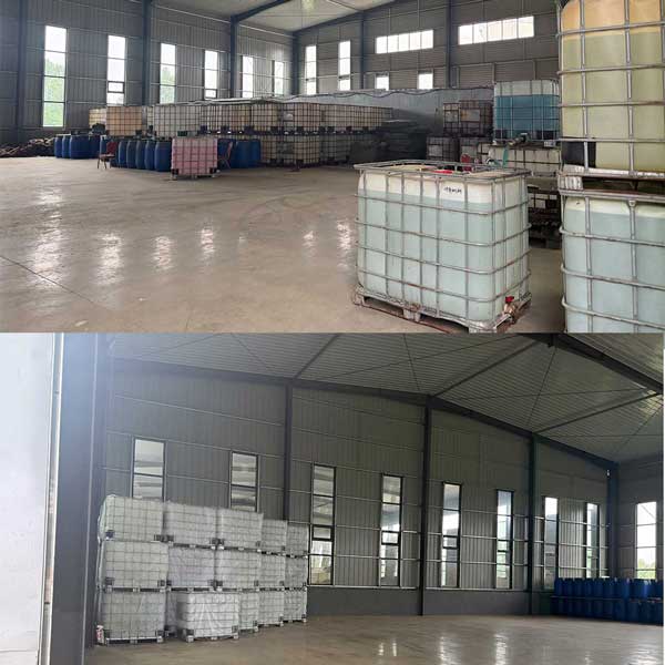Export-ready IBC containers of liquid caustic soda 48 arranged for safe maritime transport.